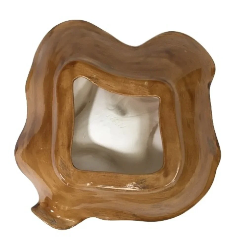 Vintage Ceramic Cigar Cigarette Ashtray Brown Orange Mid Century Modern Lg Swirl